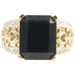 Estate 9.10 Ct Black Onyx & Round Diamond 10KT Yellow Gold Heart Filigree Ring 