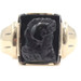 Men's Estate Gold Black Onyx Craved Roman Solider Intaglio 10KT Yellow Gold Ring