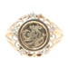 Estate 0.03 Ctw Single Cut Diamond 10KT Yellow Gold Panda Coin Copy Ring 3.3g