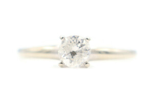 Women's Solitaire 0.36 Ct Round Cut Diamond 14KT White Gold Engagement Ring 2g