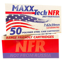 MaxxTech NFR 7.62x39 Ammunition 50 Rounds 123gr FMJ Steel Cased