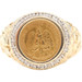 1945 Estados Unidos Mexicanos Coin 10KT Yellow Gold Nugget Ring w Diamonds 10g