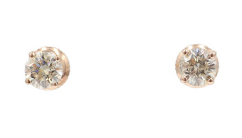 Classic 1.10 ctw Round Cut Diamond Stud Screwback Earrings in 14KT Rose Gold 