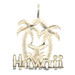 High Shine 14KT Yellow Gold Diamond Cut Palm Tree "Hawaii" Necklace Pendant 0.9"