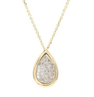 Estate 0.45 ctw Princess Cut Diamond Channel Tear Drop 20" Yellow Gold Necklace