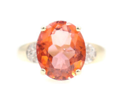 Women's 4.80 Ct Oval Cut Imperial Topaz & Round Diamond 10KT Yellow Gold Ring