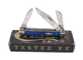 Case xx Knives Med Stockman Rogers Corn Cob Jigged Blue Bone Stainless 02806