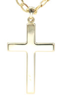 High Shine 10KT Yellow Gold Large Cross Pendant on 10KT Curb Necklace 24" RL