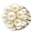 Estate 14KT Yellow Gold Textured 19 Round White Gold Pearl Cluster Dome Ring 18g