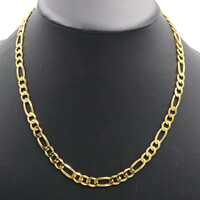 20" Sterling Silver (925) Yellow Gold Tone High Shine Figaro 7.2mm Necklace 