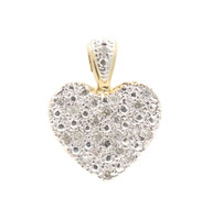 10KT Yellow Gold 0.30 Ctw Single Cut Diamond Heart Pave Cluster 19.2mm Pendant