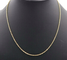 Classic 14KT Yellow Gold 1.8mm High Shine Rope Chain Necklace 20.5" - 6.49 Grams