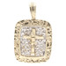 Two Tone 10KT Yellow and White Gold Crucifix Cross Nugget Bezel Pendant 4.2g JCI