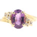 Estate 0.78 Ct Oval Cut Amethyst & Round Diamond 14KT Yellow Gold Gemstone Ring