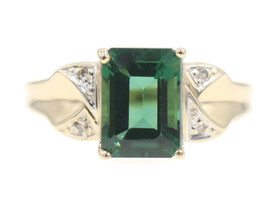 Women's 3.80 Ct Synthetic Emerald & Natural Diamond 10KT Yellow Gold Ring 2.4g