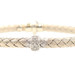 Women's Estate 0.87 Ctw Round Diamond 14KT Two-Tone Gold Woven Italy Bracelet 7"