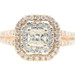 1.35 ctw Princess Cut & Round Diamond Double Halo 14KT Rose Gold Engagement Ring