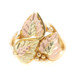 Estate Diamond Cut 10KT Yellow & Rose Gold Grape Leaves Motif Ring Size 5 1/2