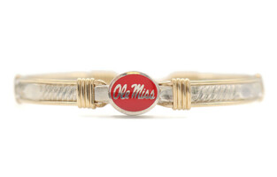 Ole Miss 925 Sterling Silver Artisan Wire 7" College Football Ronaldo Bracelet 