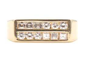 0.92 tw Step Cut & Round Brilliant Cut Two Row Channel Band Ring by Art Craved. 