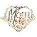 Estate High Shine 10KT Tri-Color Gold "Mom" Heart Rose Detail Ring by OR - 1.07g