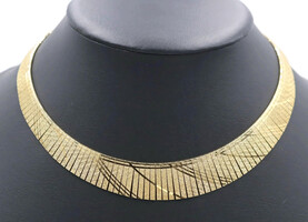 Estate 14KT Yellow Gold Graduated Textured 17" Cleopatra Necklace by MKA - 40g