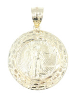 Estate 1/4 oz Liberty Coin Copy in 10KT Yellow Gold Nugget Style Bezel Pendant