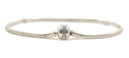 Pandora Moments Barrel Clasp Snake Chain Sterling Silver 8" Charm Bracelet 15g