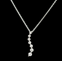 0.22 ctw Round Diamond 14KT White Gold Journey Pendant 18.5" 925 Silver Necklace