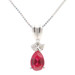 0.38 Ct Lab-Created Ruby & Round Diamond 14KT Gold Pendant on 14KT Box Chain 18"