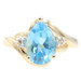 2.30 Ct Teardrop Cut Blue Topaz Gemstone & Round Diamond 10KT Gold Ring Size 4.5