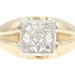 Men's Satin Finish 0.20 Ctw Round Diamond 14KT Two-Tone Gold Square Cluster Ring