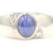 Men's 1.90 Ct Lab-Created Star Sapphire & Diamond Accents 14KT White Gold Ring