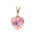 Beautiful Heart Cut Pink Cubic Zirconia & White CZ 10KT Yellow Gold Pendant 2g