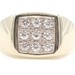 Men's Estate 0.90 ctw Round Diamond 14KT Yellow Gold 13.2mm Signet Ring 10.1g 