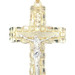 Retro Style 10KT Two-Tone Gold Diamond Cut Nugget Crucifix Necklace Pendant 2"