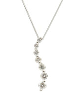 14KT White Gold 0.40 ctw Round Diamond Journey Pendant on 10KT 18" Necklace 