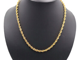 21KT Yellow Gold Rope Chain Necklace 22" 5.4mm Wide Hollow - 17.5 Grams - UAE 