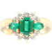 0.95 Ctw Lab-Created Emeralds & Natural Diamonds 14KT Yellow Gold Ring 4.4g