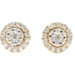 10KT Yellow Gold 0.40 ctw Round Diamond Double Halo 6mm Stud Earrings - 0.9g