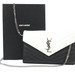 Saint Laurent Grain De Poudre Matelasse Chevron Monogram Envelope Chain Wallet White Black