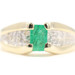 Estate 14KT Yellow Gold 0.50 Ct Natural Emerald Gemstone & Round Diamond Ring 7g