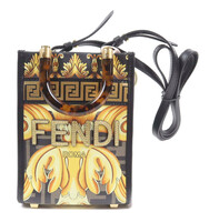 Fendi x Fendi Fendace Sunshine Shopper Mini Tote Printed Laminated Leather 