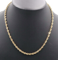 Classic 10KT Yellow Gold 4.5mm Wide High Shine Rope Chain Necklace 20.5" - 8.22g