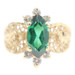 Women's 10KT Yellow Gold 1.10 Ct Marquise Lab-Created Emerald & Round CZ Ring