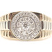 Men's Classic 14KT Two-Tone Gold 0.54 ctw Round Diamond Watch Band Cluster Ring