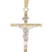 Classic High Shine 10KT Two-Tone Gold Inri Crucifix Cross Necklace Pendant 0.79g