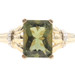 3.20 ctw Rectangle Cut Moldavite & 0.06 ctw Round Diamond 14KT Yellow Gold Ring