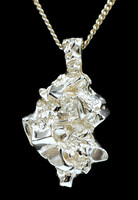 Retro-Style 10KT Yellow Gold Nugget Pendant on 14KT Gold Curb Chain Necklace 18"