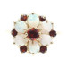 Natural 1.20 Ctw Cabochon Opal & Round Cut Garnet 10KT Gold Flower Cluster Ring